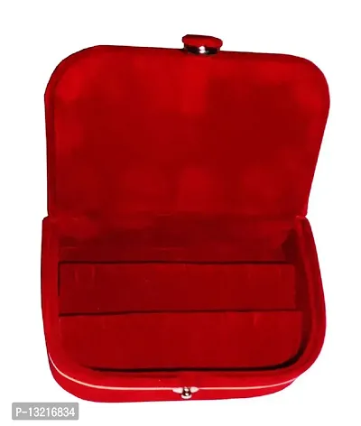 CLASSECRAFTS Pack of 1Pcs Velvet Vanity case Ring and Earring storage travelling Folder Box Vanity Box  (Red)-thumb2