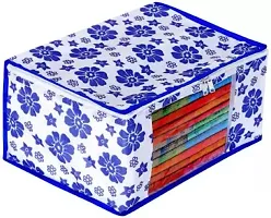 CLASSECRAFTS Combo Saree Cover Designer Flower Design 10 Pieces Non Woven Fabric Saree Cover Set with Transparent Window (Blue, Pink)-thumb3