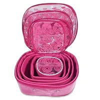 CLASSECRAFTS Combo Pack of 10 Fashi Makeup Kit box, Storage Case, Spacious interior Vanity Box  (Pink,Purple)-thumb2