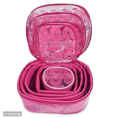 CLASSECRAFTS Combo Pack of 10 Fashi Makeup Kit box, Storage Case, Spacious interior Vanity Box  (Pink,Black)-thumb3