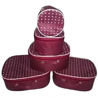 CLASSECRAFTS Combo Pack of 2 Pieces Printed Set of 5 Pcs Toiletry Shaving Makeup Bindi Bangle Socks Hanky Jewelry Organizer Vanity Box,makeup box Vanity Box  (Maroon, Purple)-thumb1