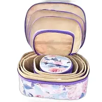 CLASSECRAFTS Combo Pack of 2 Pieces Check and Flower Printed Set of 5 Pcs Toiletry Shaving Makeup Bindi Bangle Socks Hanky Jewelry Organizer Vanity Box,makeup box Vanity Box  (Pink, Purple)-thumb2