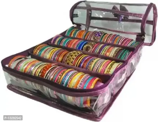 CLASSECRAFTS Pack of 1 Pieces 6rod satin bangle box,vanity box,jewellery box,makeup storage vanity box, jeweller box Vanity Box  (Purple)-thumb3