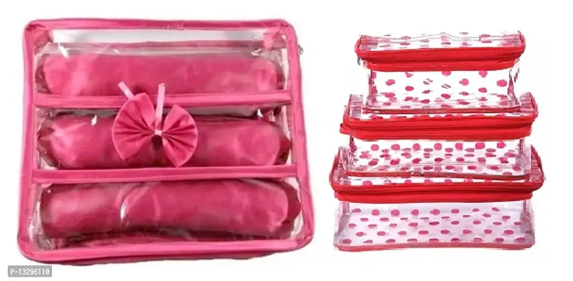 CLASSECRAFTS Combonbsp;3 Rods Bangle box Jewellery Organiser Pouches pink  Makeup Bindi Bangle Socks Hanky Storage Multi Purpose Vanity Boxnbsp;nbsp;(Pink, Red)