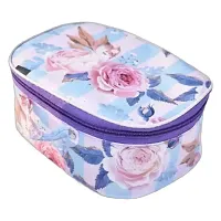 CLASSECRAFTS Combo Of 2 Pieces Set of 5 Flower Print kit Storage 5 Rods Satin vanity box Vanity Box, makeup storage,jewellery box, vanity box,makeup box Vanity Box  (Purple, Gold)-thumb3