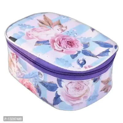 CLASSECRAFTS Combo Of 2 Pieces Set of 5 Flower Print kit Storage 5 Rods Satin vanity box Vanity Box, makeup storage,jewellery box, vanity box,makeup box Vanity Box  (Purple, Gold)-thumb4