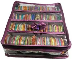 CLASSECRAFTS Pack of 1 Pieces 4rod satin bangle box,vanity box,jewellery box,makeup storage vanity box, jewellery box Vanity Box  (Purple)-thumb1