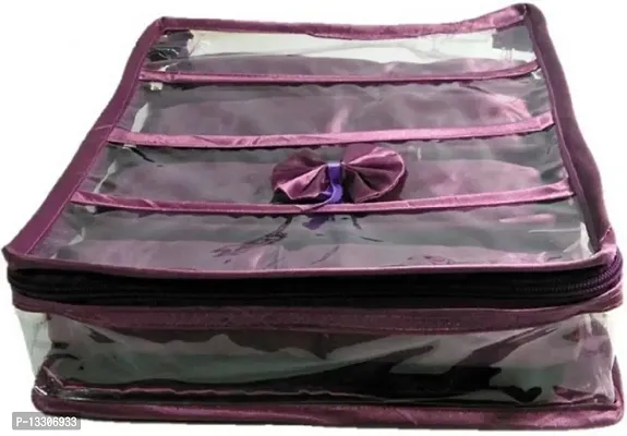 CLASSECRAFTS Pack of 1 Pieces 4rod satin bangle box,vanity box,jewellery box,makeup storage vanity box, jewellery box Vanity Box  (Purple)-thumb3