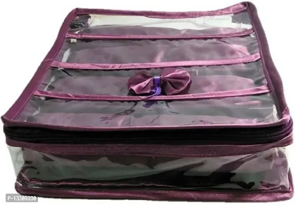 CLASSECRAFTS Combo Of 2 Pieces Set of 5 Flower Print kit Storage 4 Rods Satin vanity box Vanity Box, makeup storage,jewellery box, vanity box,makeup box Vanity Box  (Purple)-thumb4