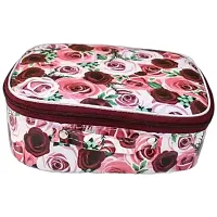 CLASSECRAFTS Combo Of 2 Pieces Set of 5 Flower Print kit Storage 4 Rods Satin vanity box Vanity Box, makeup storage,jewellery box, vanity box,makeup box Vanity Box  (Purple, Red)-thumb2