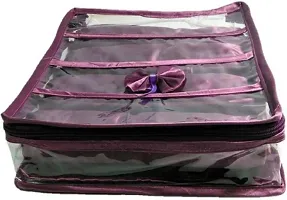 CLASSECRAFTS Combo Pack of 2 Pieces 4rods Bangle box, Churi box Jewelery vanity Box, Set of 3 Shaving Cosmetic toiletary Organizer makeup kit jewellery box(Purple, Red)-thumb3