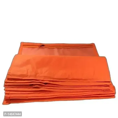 CLASSECRAFTSnbsp;High Quality Travelling Bag Pack of 24Pcs Non-woven single Saree Cover Bags Storage Cloth Clear Plastic Zip Organizer Bag vanity pouch Garments Covernbsp;nbsp;(Orange)-thumb2