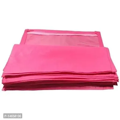 CLASSECRAFTSnbsp;High Quality Travelling Bag Pack of 24Pcs Non-woven single Saree Cover Bags Storage Cloth Clear Plastic Zip Organizer Bag vanity pouch Garments Cover(Pink, Gold)-thumb3