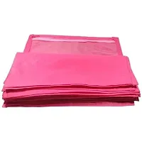 CLASSECRAFTS High Quality Travelling Bag Pack of 12Pcs Non-woven single Saree Cover Bags Storage Cloth Clear Plastic Zip Organizer Bag vanity pouch Garments Cover(Pink)-thumb1