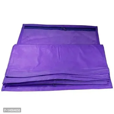 CLASSECRAFTS High Quality Travelling Bag Pack of 24Pcs Non-woven single Saree Cover Bags Storage Cloth Clear Plastic Zip Organizer Bag vanity pouch Garments Cover(Purple)-thumb4