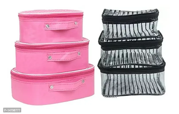 CLASSECRAFTS Combo cosmetic bag bridal organizer jewellery storage Makeup and Jewellery Vanity Box  (Pink, Black)