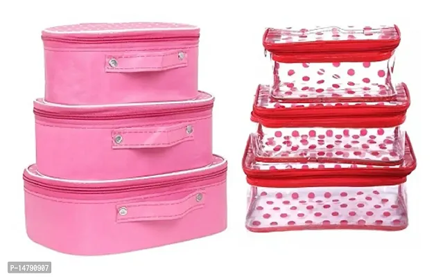 CLASSECRAFTS Combo cosmetic bag bridal organizer jewellery storage Makeup and Jewellery Vanity Box  (Pink)
