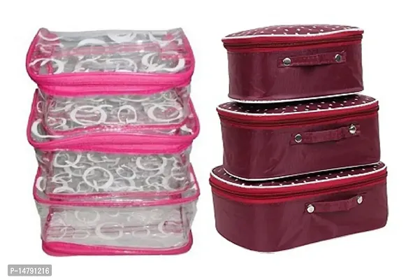 CLASSECRAFTS Combo cosmetic bag bridal organizer jewellery storage Makeup and Jewellery Vanity Box  (Maroon, Pink)