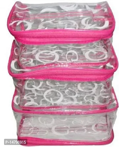 CLASSECRAFTS Pack of 1Pcs Printed Bridal Organizer, Makeup Kit, Cosmetic Box, Storage Case, Bangle Box Vanity Box(Pink)-thumb0