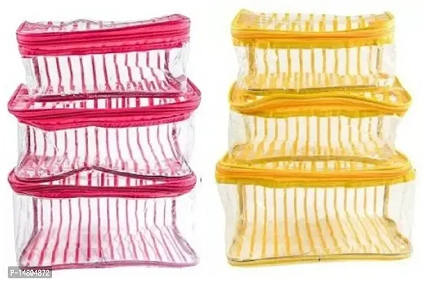 CLASSECRAFTS Pack of 2Pcs Printed Bridal Organizer, Makeup Kit, Cosmetic Box, Storage Case, Bangle Box Vanity Box(Pink, Yellow)