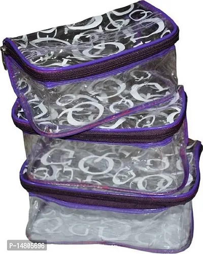 CLASSECRAFTS Pack of 2Pcs Printed Bridal Organizer, Makeup Kit, Cosmetic Box, Storage Case, Bangle Box Vanity Box(Purple, Black)-thumb3