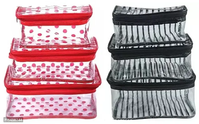 CLASSECRAFTS Pack of 2Pcs Printed Bridal Organizer, Makeup Kit, Cosmetic Box, Storage Case, Bangle Box Vanity Box(Pink, Black)