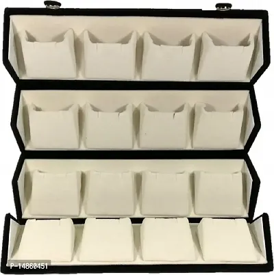 CLASSECRAFTS Large Earring Studs Tops Velvet Folder 16 Pairs Organizer Jewellery Vanity Box Multifunction Storage Box for Girls  Women, Multipurpose Kit, Travelling Bag Vanity Box(Black)-thumb0