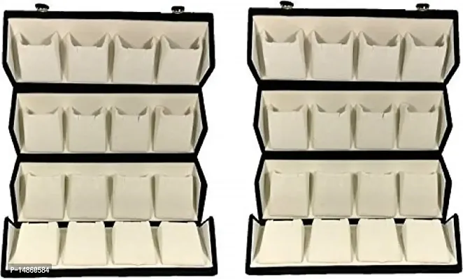CLASSECRAFTS Pack of 2Pcs Large Earring Studs Tops Velvet Folder 16 Pairs Organizer Jewellery Vanity Box Multifunction Storage Box for Girls  Women, Multipurpose Kit, Travelling Bag Vanity Box(Black)-thumb0