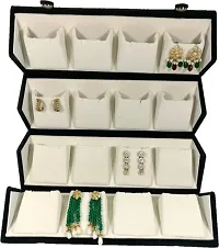CLASSECRAFTS Pack of 2Pcs Large Earring Studs Tops Velvet Folder 16 Pairs Organizer Jewellery Vanity Box Multifunction Storage Box for Girls  Women, Multipurpose Kit, Travelling Bag Vanity Box(Black)-thumb2