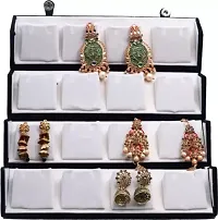 CLASSECRAFTS Pack of 2Pcs Large Earring Studs Tops Velvet Folder 16 Pairs Organizer Jewellery Vanity Box Multifunction Storage Box for Girls  Women, Multipurpose Kit, Travelling Bag Vanity Box(Black)-thumb1
