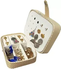 CLASSECRAFTS Dot Rexin jewellery Organizer ,jewellery box, Earring Plate Holder Box Multifunction Storage Box for Girls  Women, Multipurpose Kit, Travelling Bag Vanity Box (Gold)-thumb4