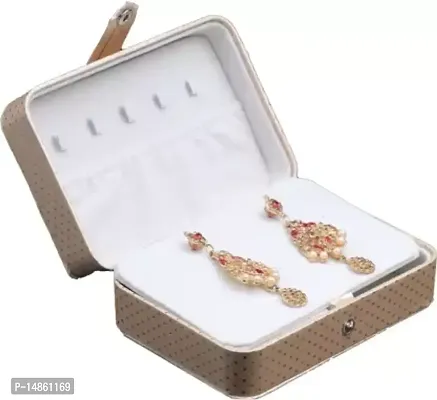 CLASSECRAFTS Dot Rexin jewellery Organizer ,jewellery box, Earring Plate Holder Box Multifunction Storage Box for Girls  Women, Multipurpose Kit, Travelling Bag Vanity Box (Gold)-thumb3