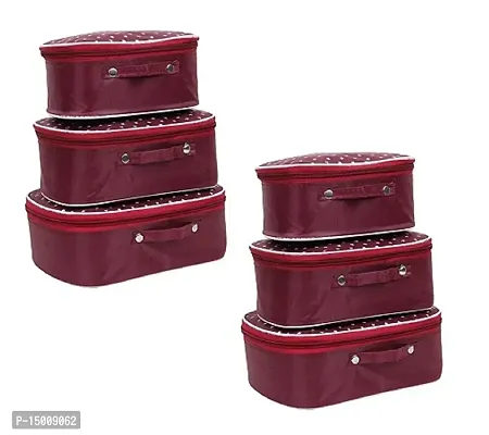 CLASSECRAFTS Pack of 2Pcs, 3Sets of best quality Makeup kit box Jewellery box, Vanity box, MakeUp Vanity Bag, storage Box, Multipurpose Kit, Travelling Bag Vanity Box (Maroon)-thumb0