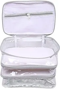 Combo Pack of 2 Pcs 6Rod Satin Bangle Box and Transparent PVC Make Up Kit Cum Jewellery Kit, Makeup Bag Toiletries Bag Cosmetic Kit Pouch Utility Bag vanity box(Pink, Silver)-thumb1