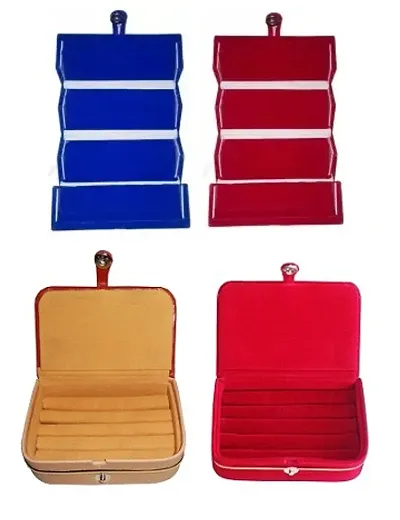 UF Combo Velvet and Leather Ring jewellery box(Multicolour)