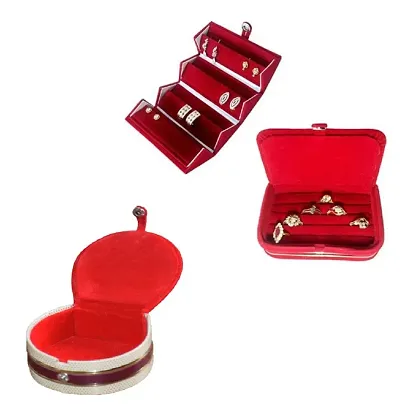 UF velvet ring earing jewellery box(Multicolor)