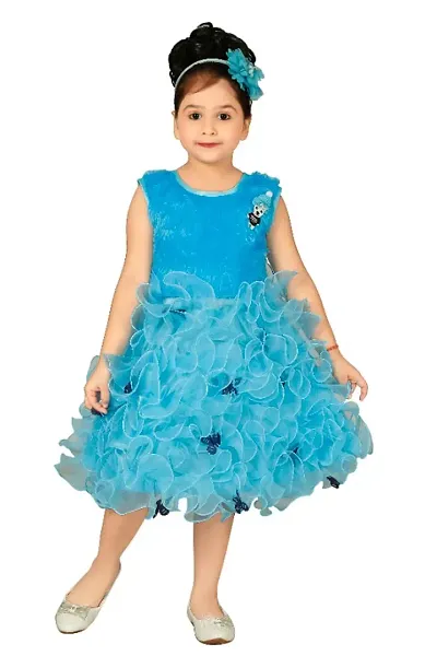 Girls Below Knee Festive/Wedding Dress (Pink, Sleeveless)