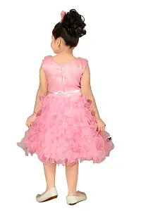 Girls Below Knee Festive/Wedding Dress  (Pink, Sleeveless)-thumb1