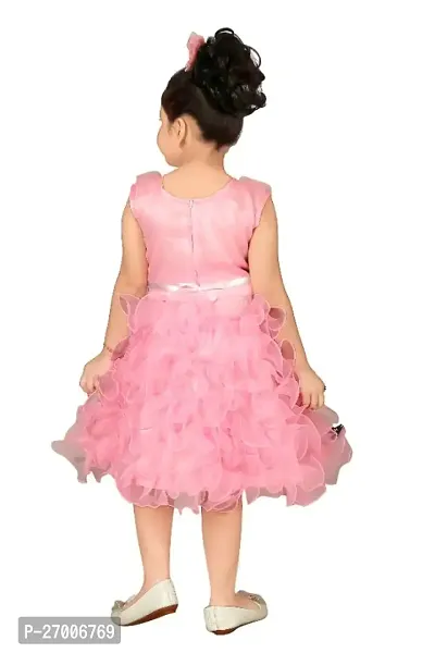 Girls Below Knee Festive/Wedding Dress  (Pink, Sleeveless)-thumb2