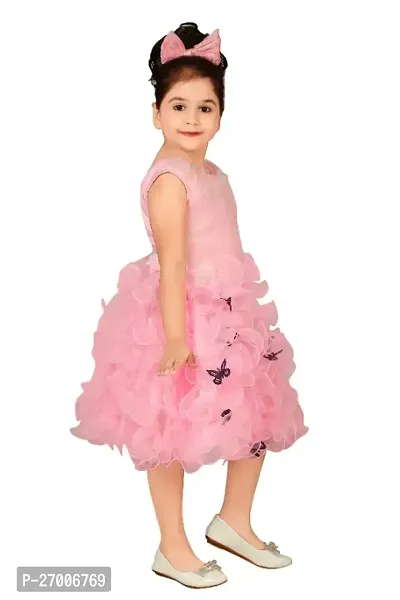 Girls Below Knee Festive/Wedding Dress  (Pink, Sleeveless)-thumb3