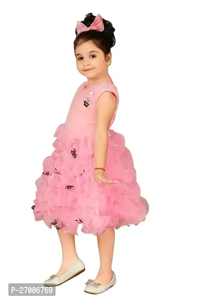 Girls Below Knee Festive/Wedding Dress  (Pink, Sleeveless)-thumb4