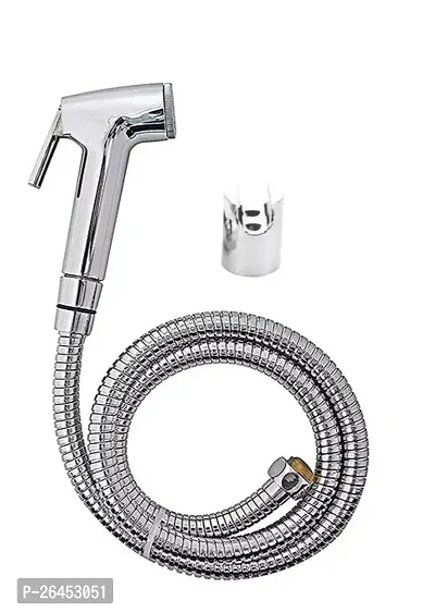 Livefast Safari ABS Plastic Health Faucet Gun with 1 Meter Flexible Stainless Steel Hose Tube and PVC Holder, Chrome Finished Pack of 1 PieceJoystick Controlled