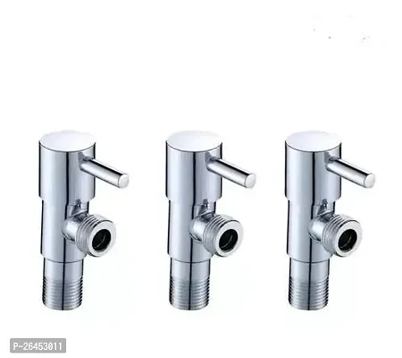 Angle Cock Square with Wall Flange Chrome Bathroom Faucets Taps and Faucet Angle Valve Angular Stop Cock Wash Basin Tap Angle Valve for Bathroom Geyser (Pack of 3)-thumb0