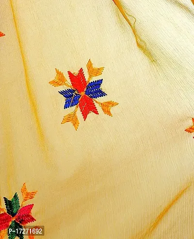 Radha Madhav Enterprise Women's Chiffon Embroidery Phulkari Dupatta,Yellow Color (Free Size)-thumb4