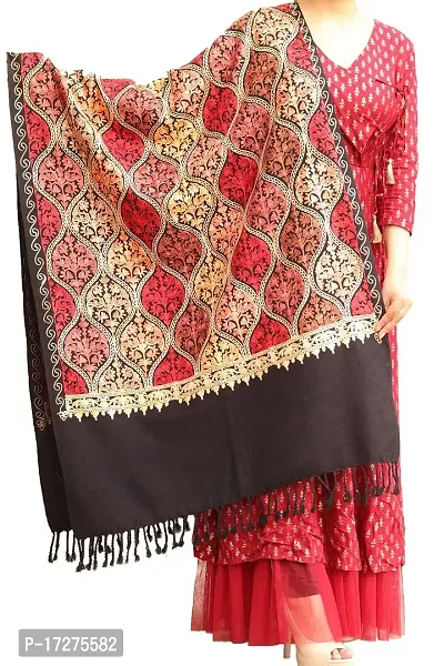 Radha Madhav Enterprise Women's Wool Blend Full Embroidery Matka Stole-thumb0