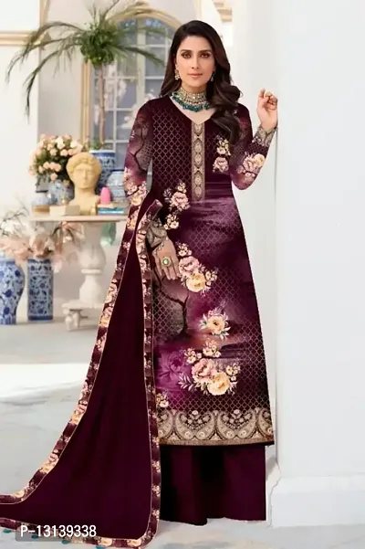 Ladies Unstitched Cotton Printed Suit and Dress Material with Chiffon Dupatta-thumb0