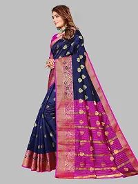 ADWYN PETER Women's Jacquard Banarasi Silk Casual Wear Lightweight Saree With Unstitched Blouse (R_C_571 Navyblue)-thumb1