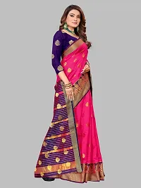 ADWYN PETER Women's Jacquard Banarasi Silk Casual Wear Lightweight Saree With Unstitched Blouse (R_C_578 Peach)-thumb1