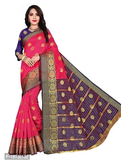 ADWYN PETER Women's Jacquard Banarasi Silk Casual Wear Lightweight Saree With Unstitched Blouse (R_C_584 Peach)