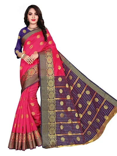 ADWYN PETER Women's Jacquard Banarasi Silk Casual Wear Lightweight Saree With Unstitched Blouse (R_C_582)